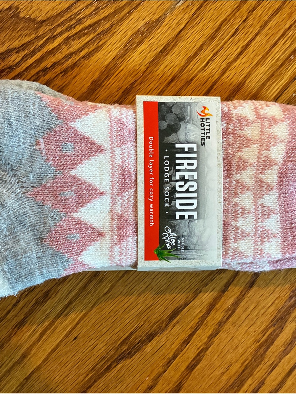 Little Hotties Fireside Lodge Socks in Pink & White